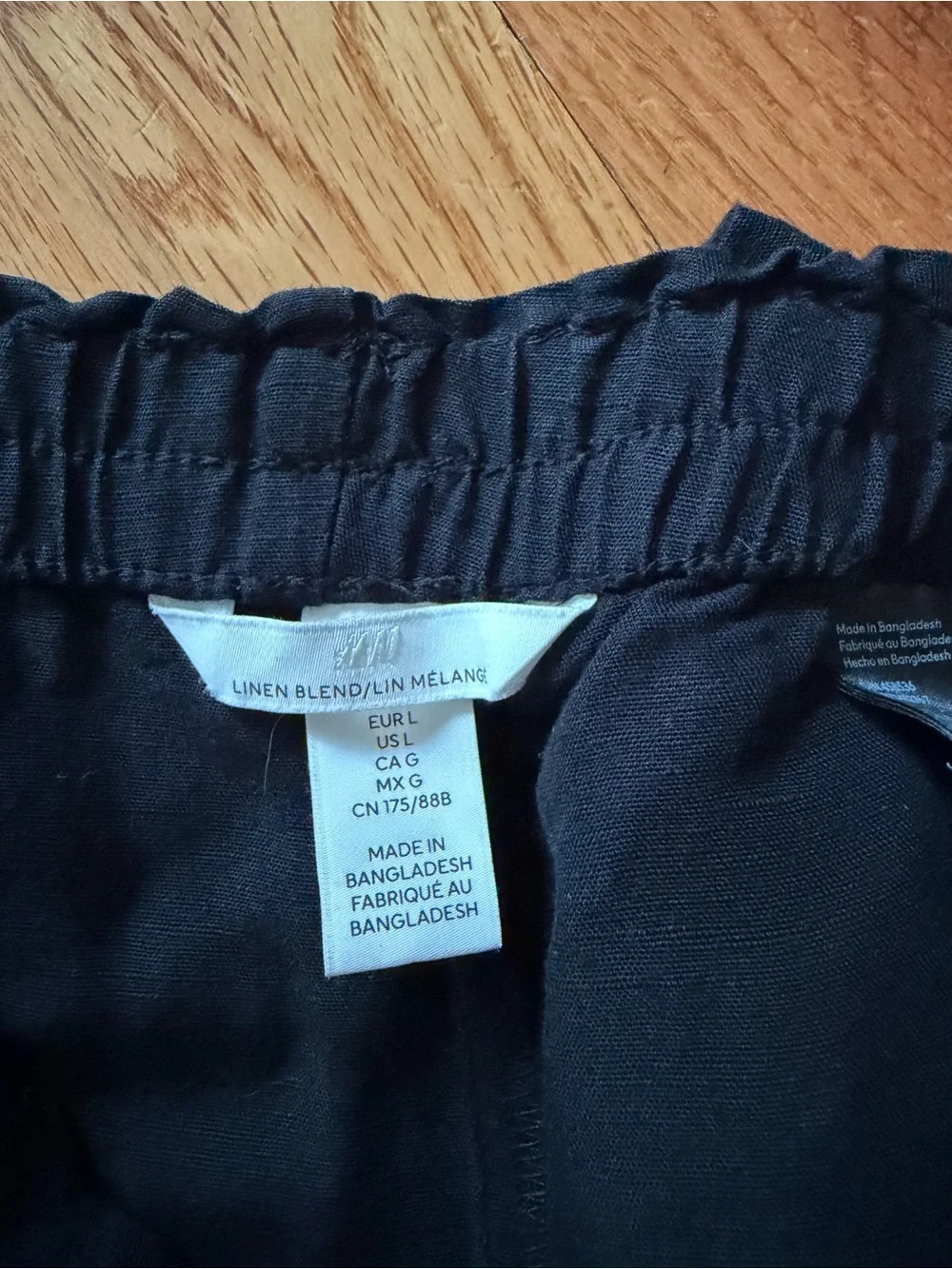 H&M Wide Leg Linen Blend Pants - Black